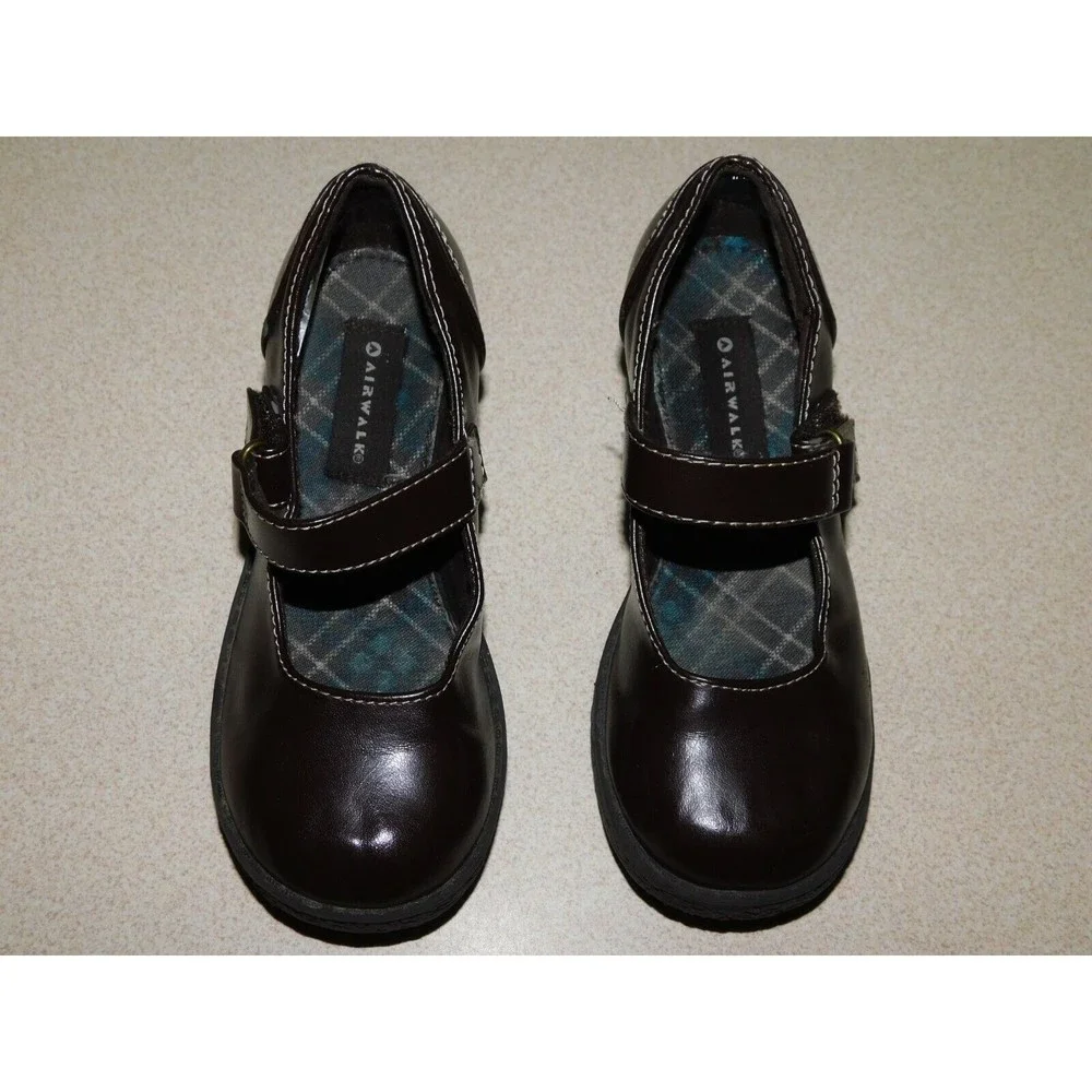 AIRWALK Girls Hook & Loop Closure Dress Up Shoes Brown Size 10